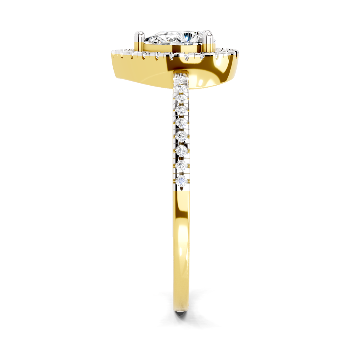 0.61 Ct Pear Cut Halo | 14K Yellow Gold