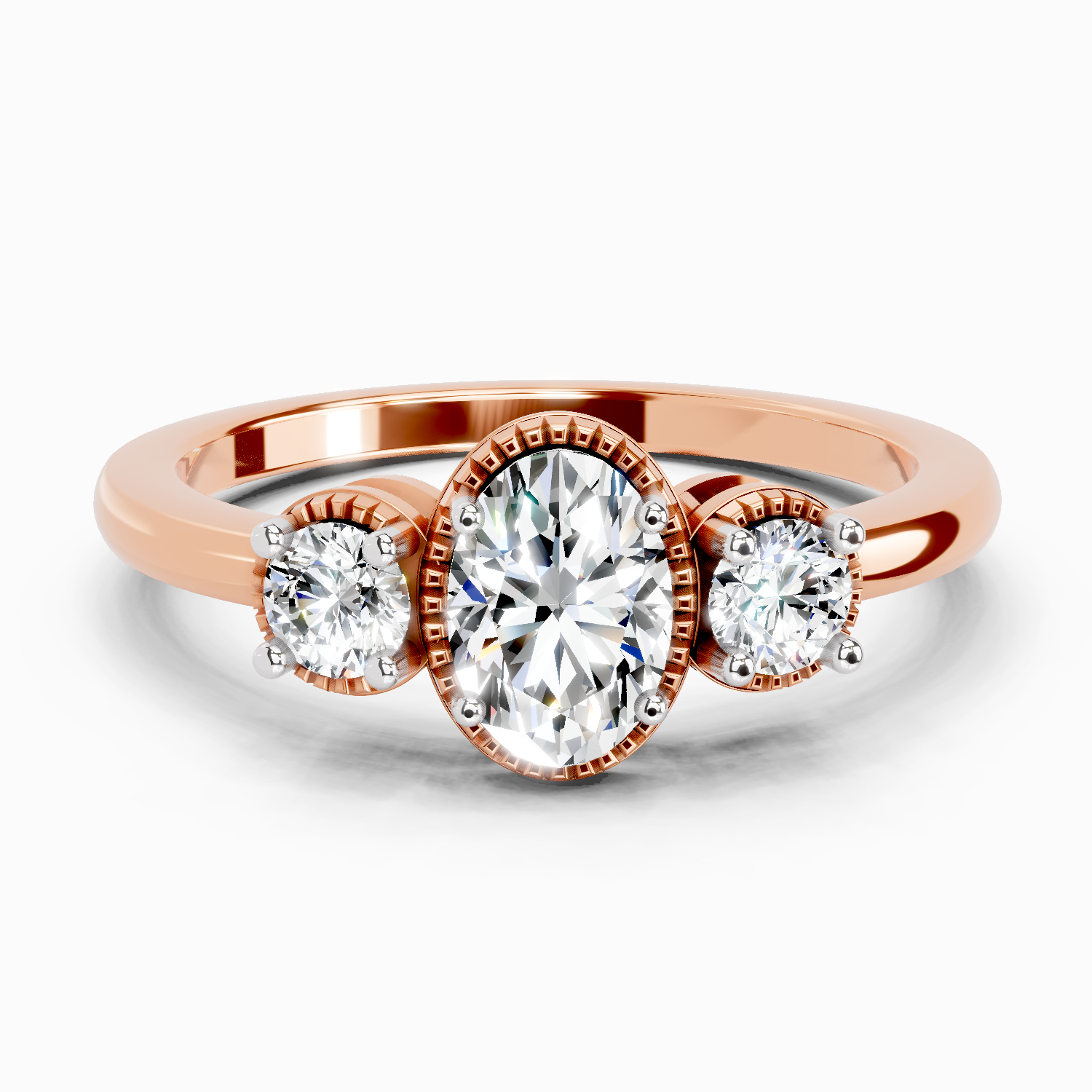 0.88 Carat Nova Trinity Promise  Engagement Ring | 14K Rose Gold