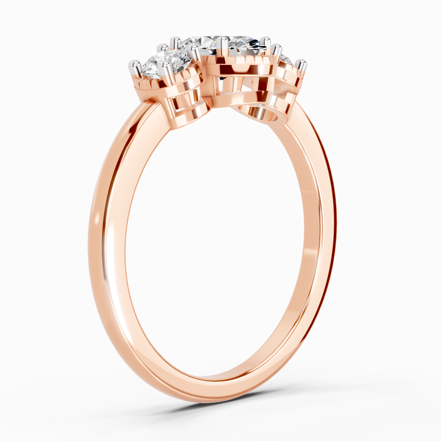 0.88 Carat Nova Trinity Promise  Engagement Ring | 14K Rose Gold