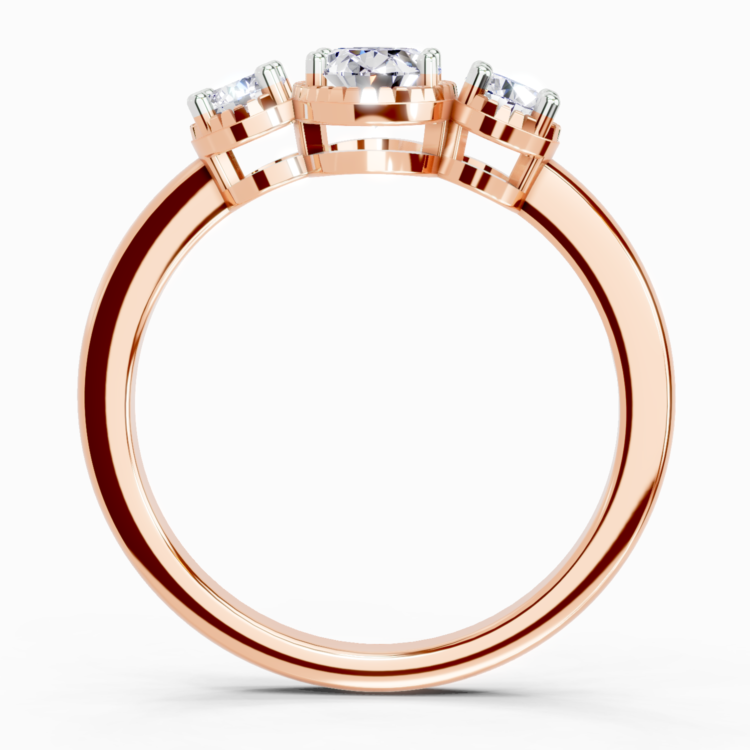 0.88 Carat Nova Trinity Promise  Engagement Ring | 14K Rose Gold