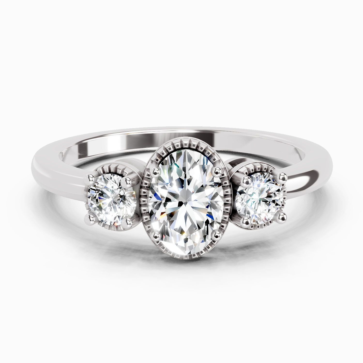 0.88 Carat Nova Trinity Promise  Engagement Ring | 14K White Gold