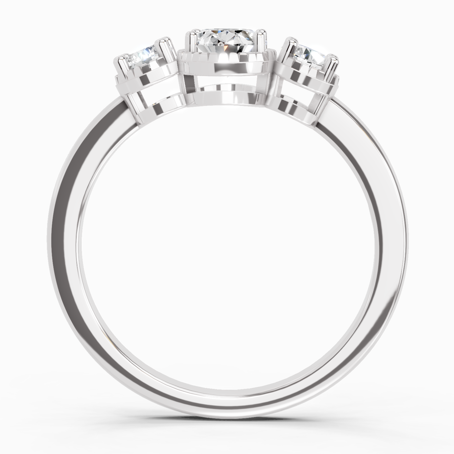 0.88 Carat Nova Trinity Promise  Engagement Ring | 14K White Gold