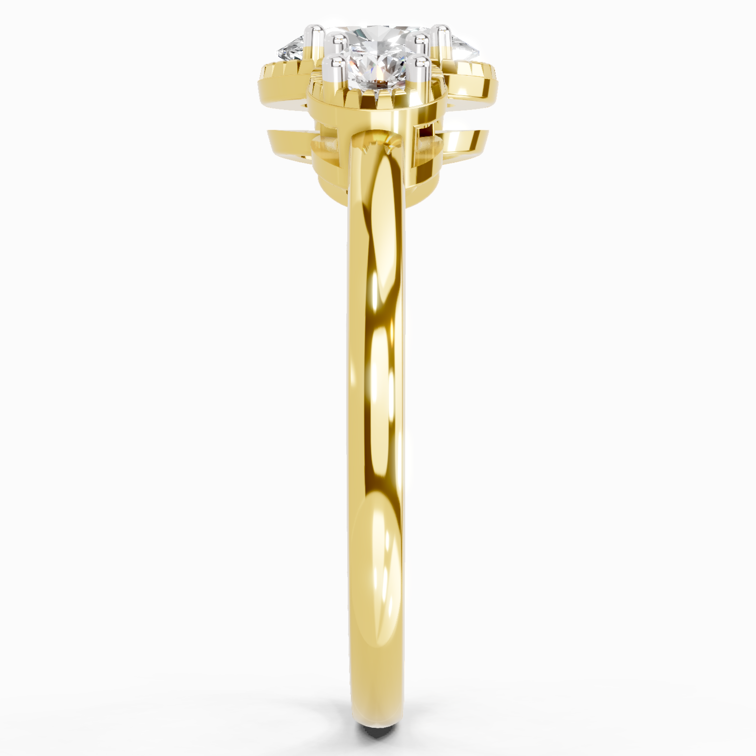 0.88 Carat Nova Trinity Promise  Engagement Ring | 14K Yellow Gold