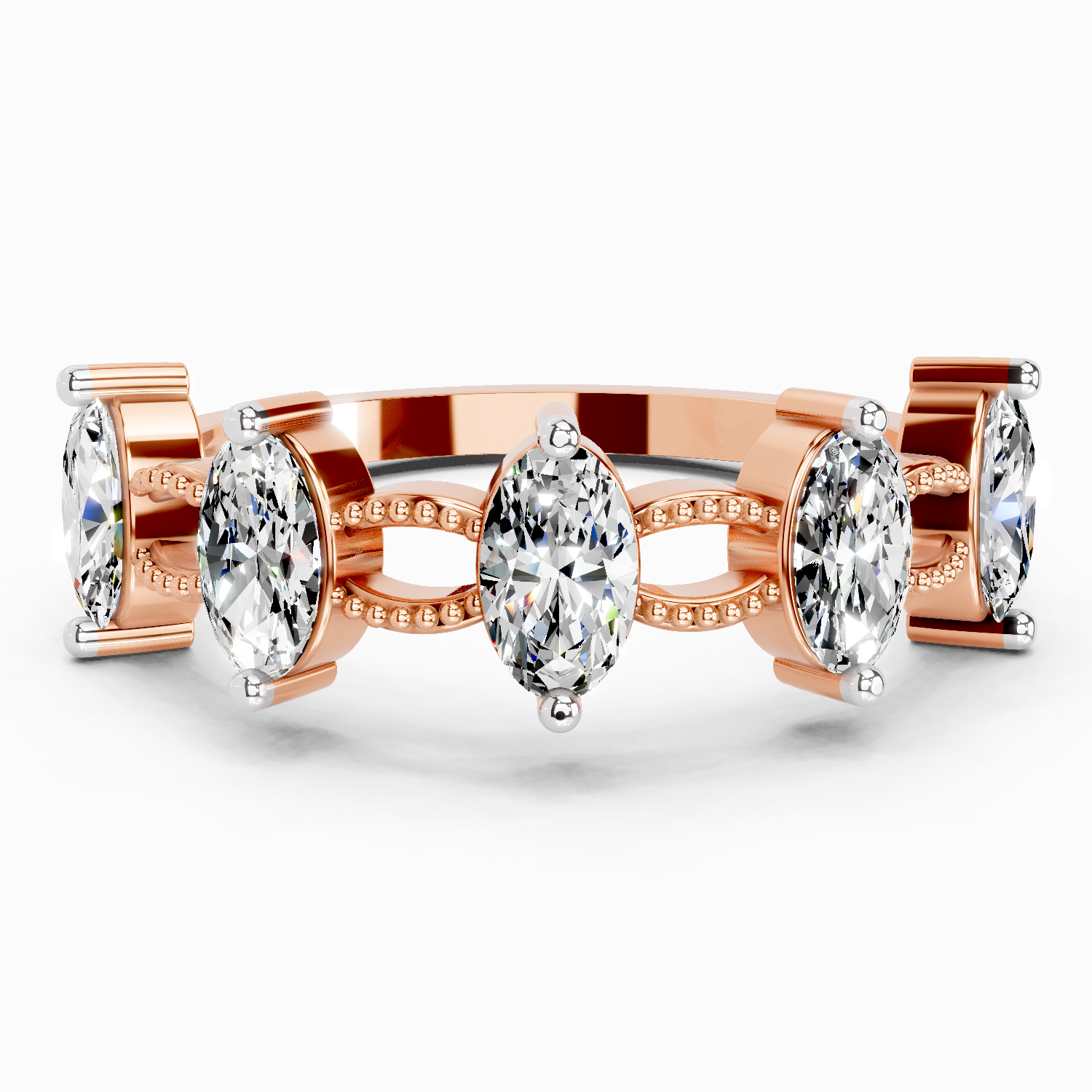 1.10 Ct Oval Shape Diamond Band Ring | 14K Rose Gold