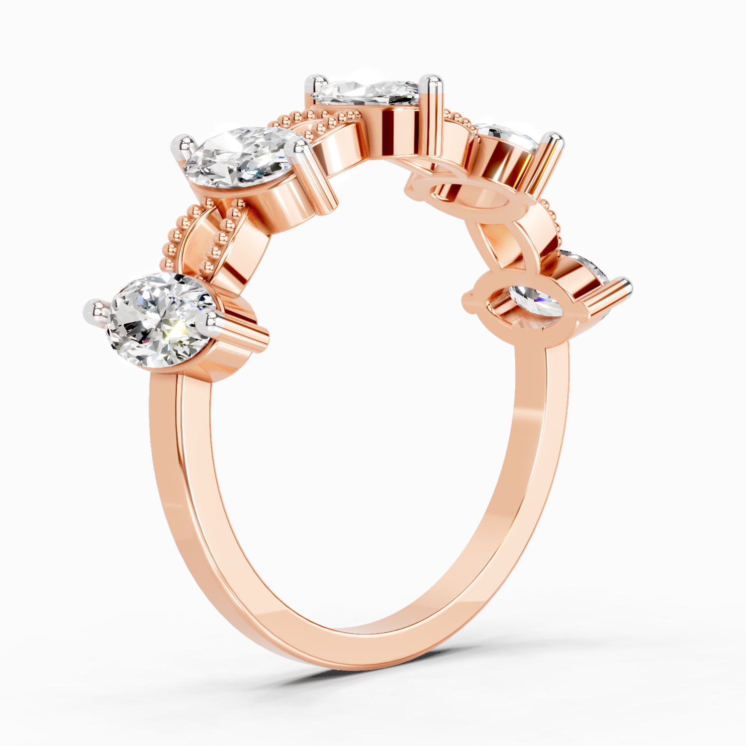 1.10 Ct Oval Shape Diamond Band Ring | 14K Rose Gold