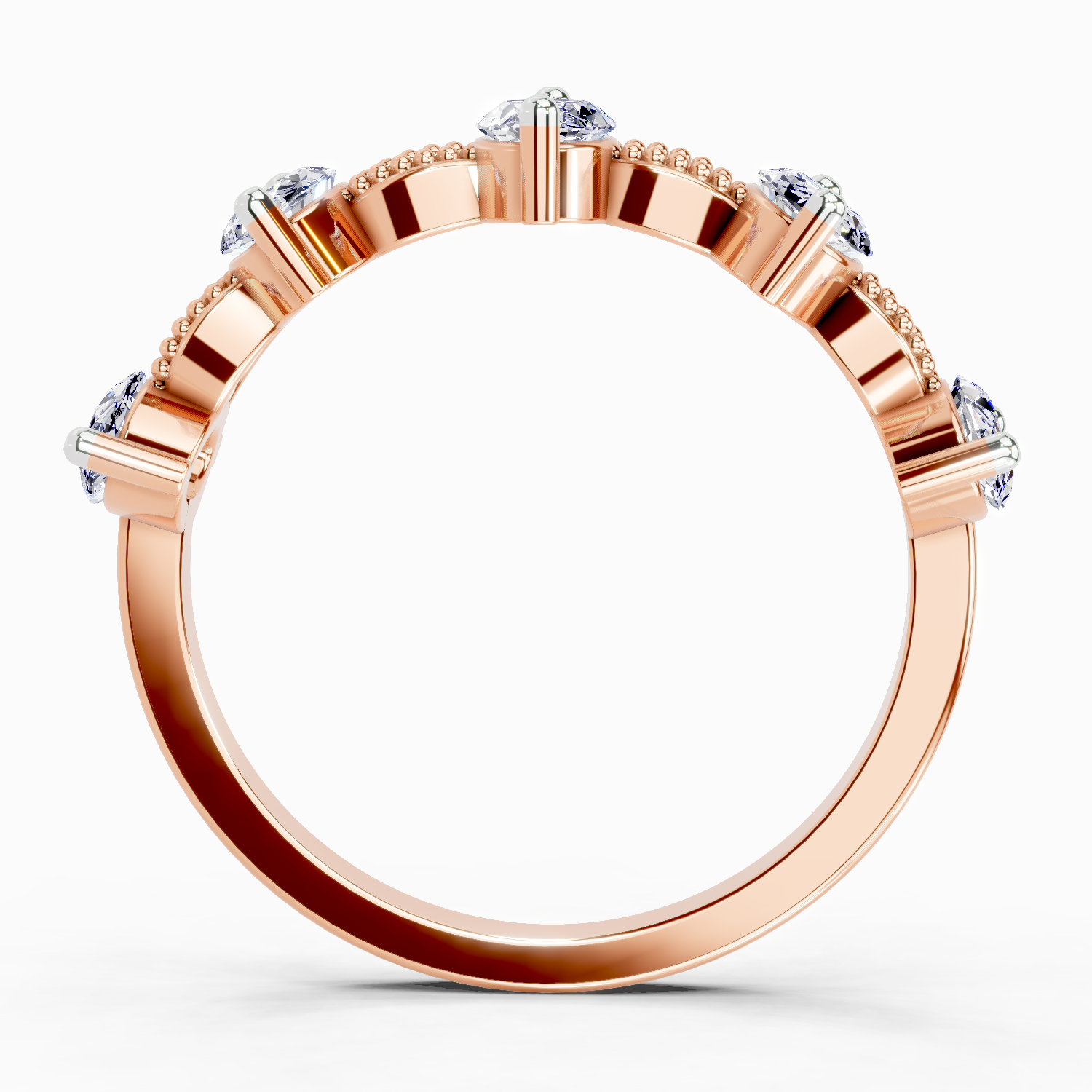 1.10 Ct Oval Shape Diamond Band Ring | 14K Rose Gold