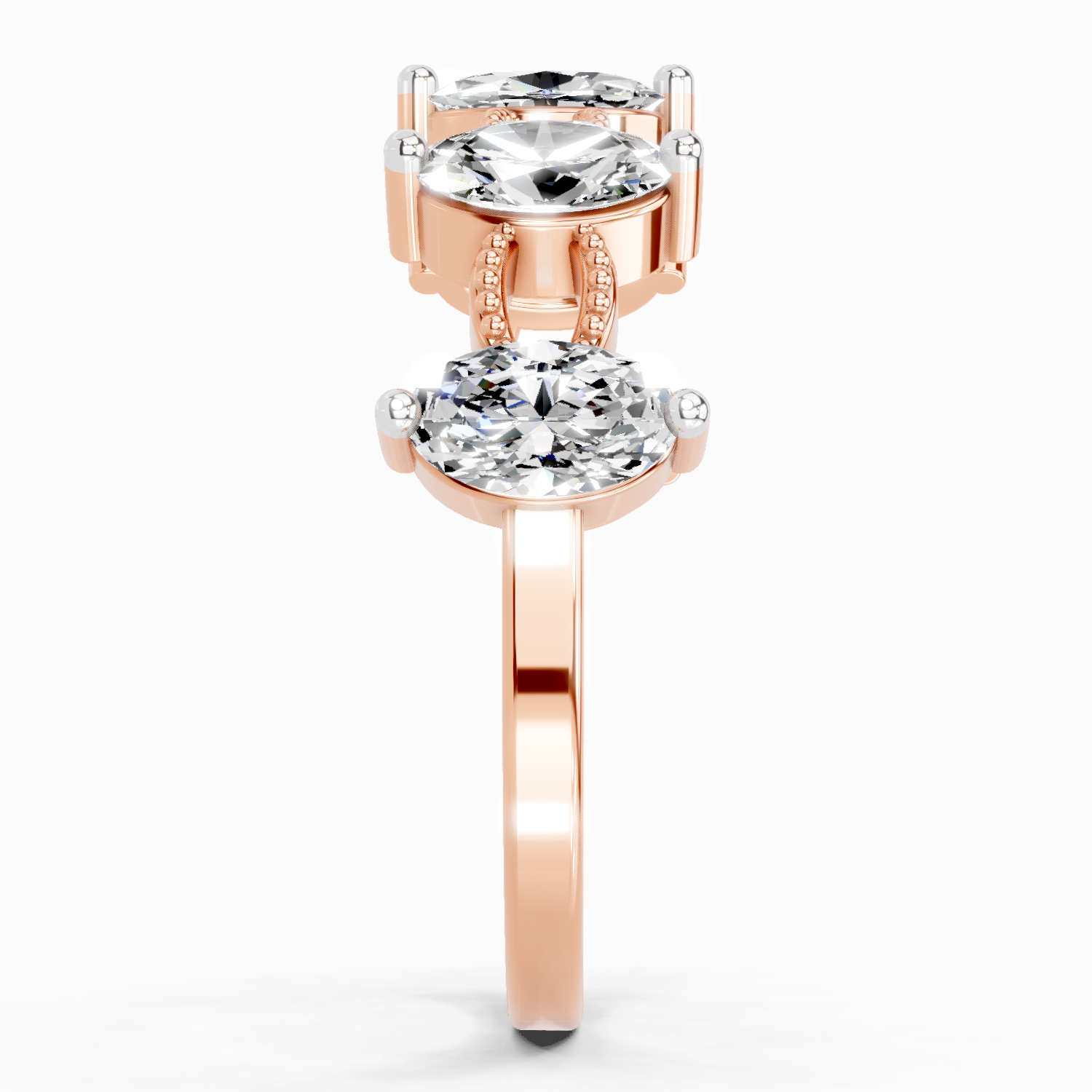 1.10 Ct Oval Shape Diamond Band Ring | 14K Rose Gold