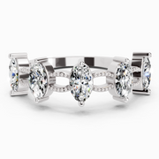 1.10 Ct Oval Shape Diamond Band Ring | 14K White Gold