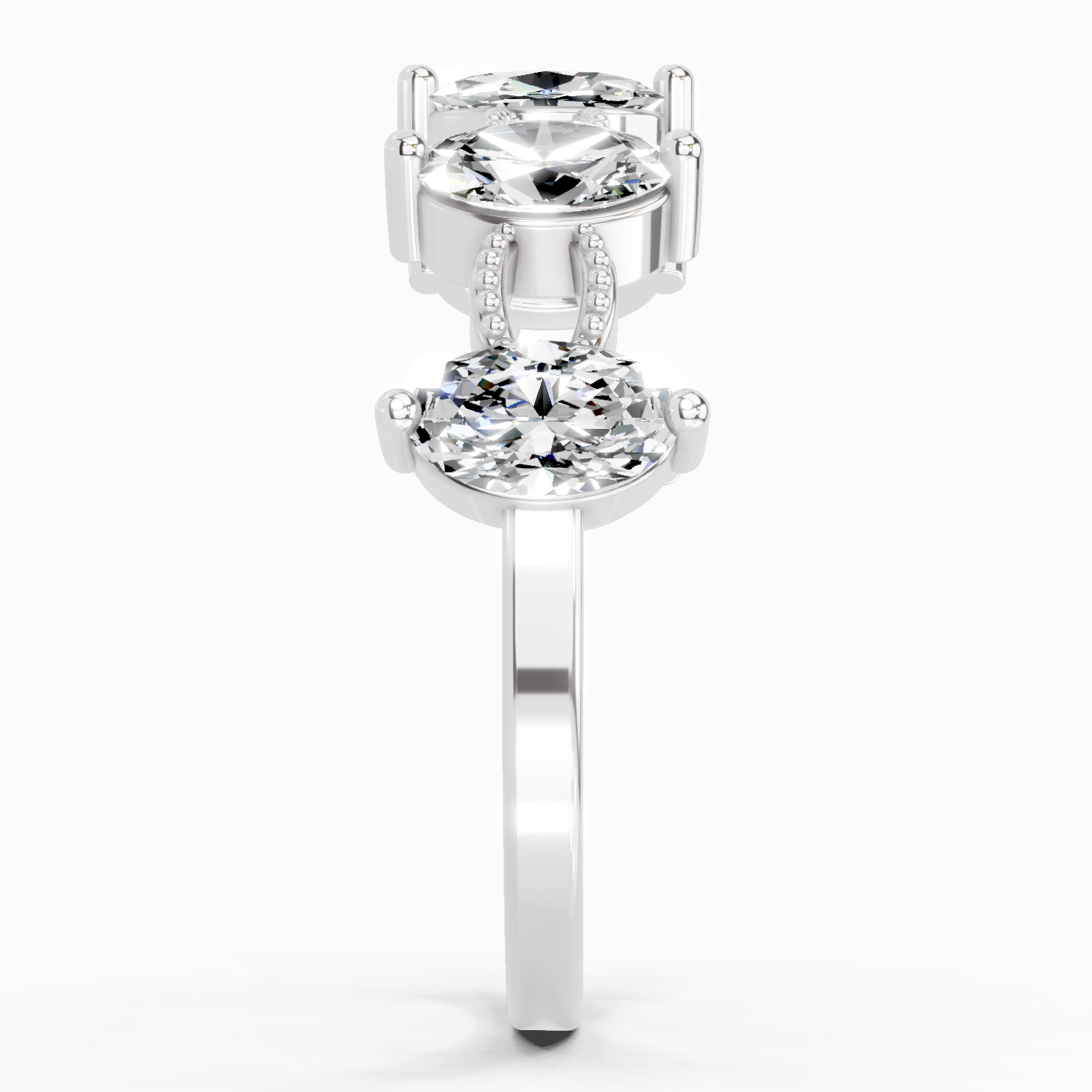 1.10 Ct Oval Shape Diamond Band Ring | 14K White Gold