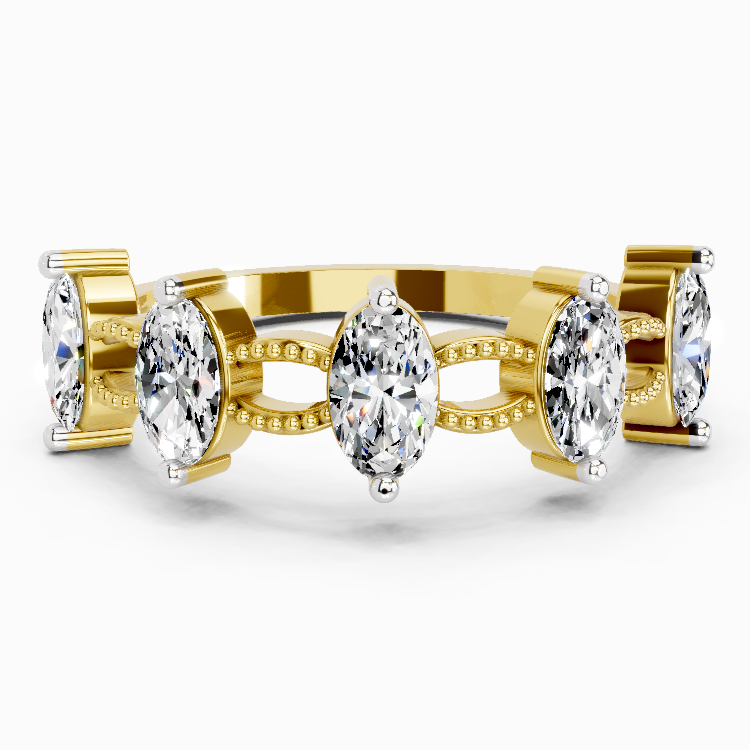 1.10 Ct Oval Shape Diamond Band Ring | 14K Yellow Gold