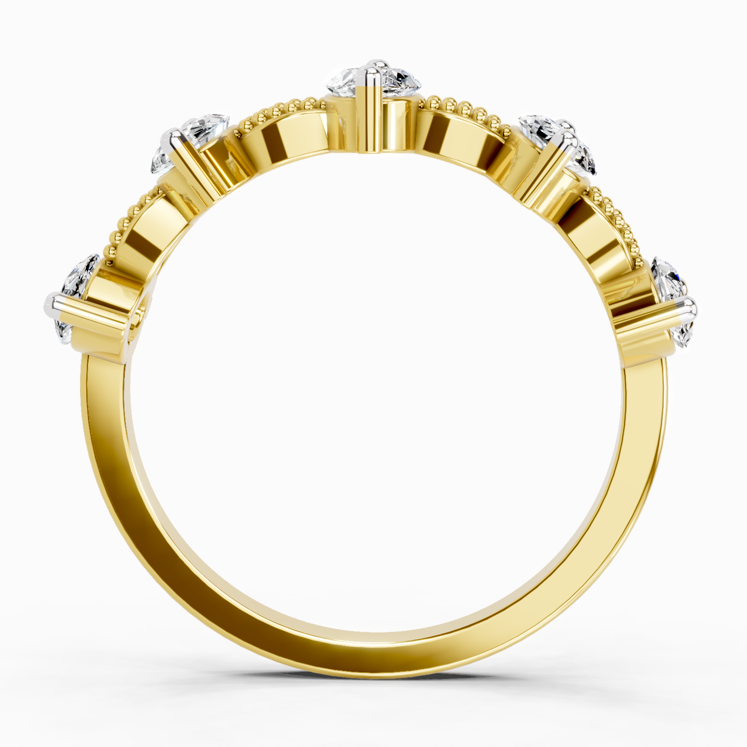 1.10 Ct Oval Shape Diamond Band Ring | 14K Yellow Gold