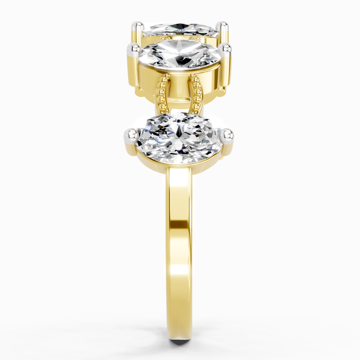 1.10 Ct Oval Shape Diamond Band Ring | 14K Yellow Gold