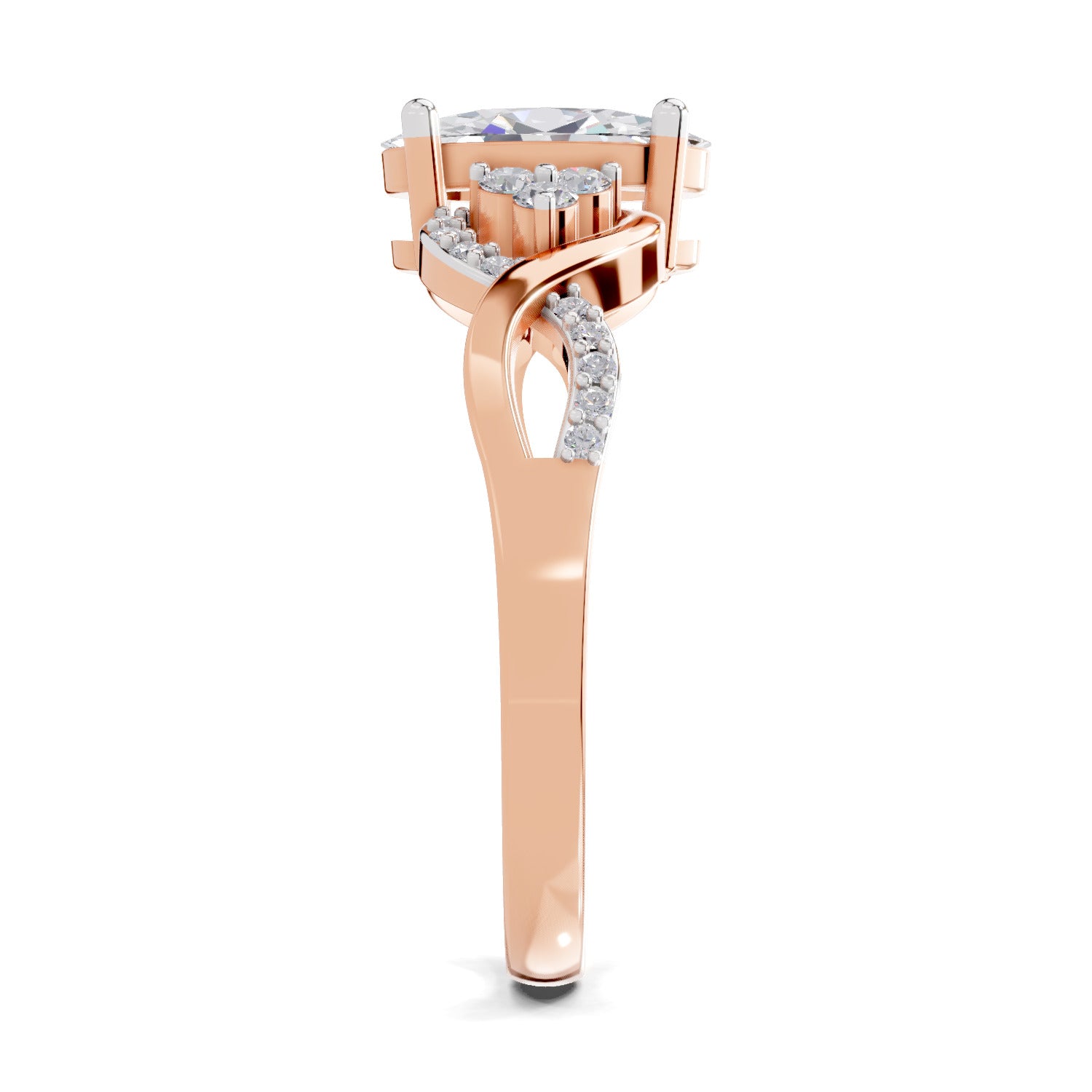 2.19 Carat Oval Shape Swirl Engagement Ring | 14K Rose Gold