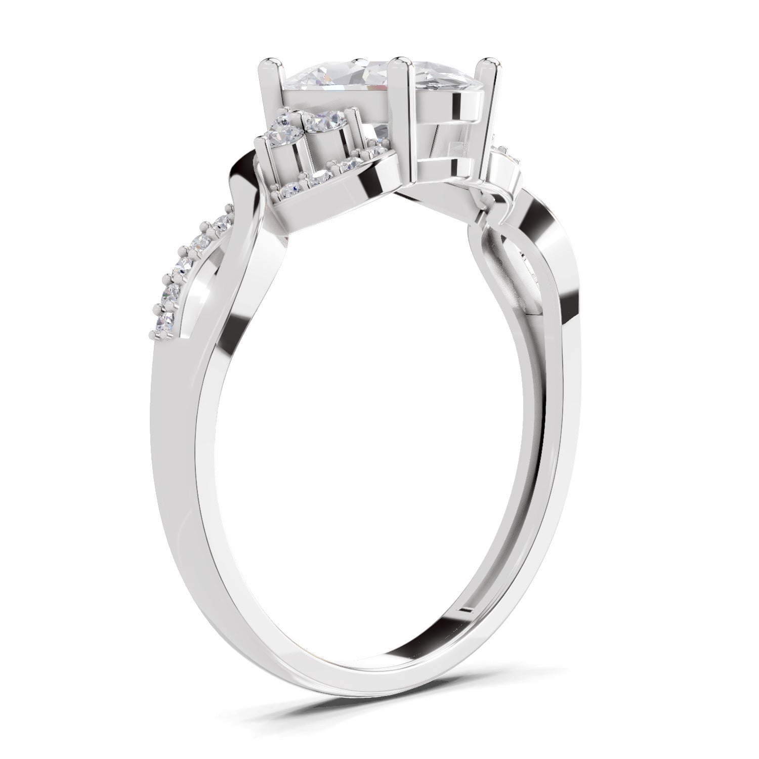 2.19 Carat Oval Shape Swirl Engagement Ring | 14K White Gold