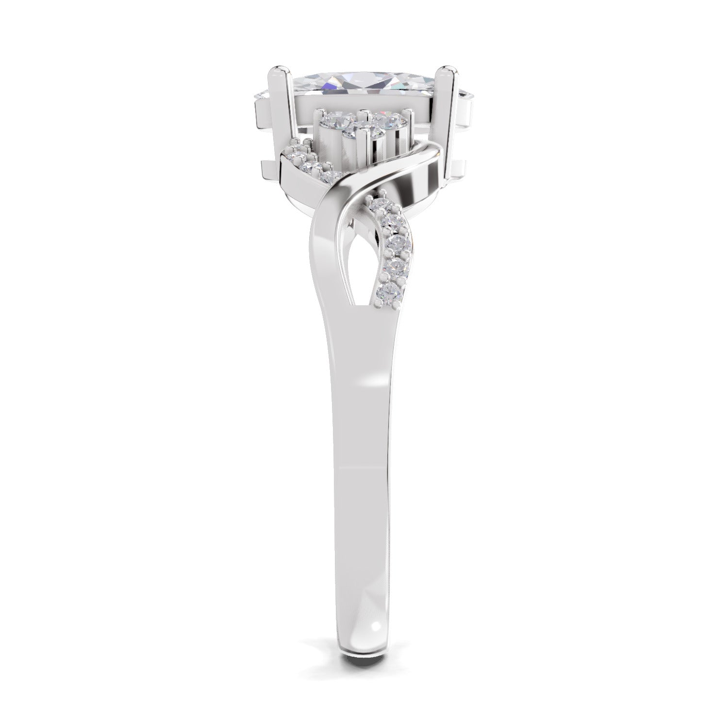2.19 Carat Oval Shape Swirl Engagement Ring | 14K White Gold