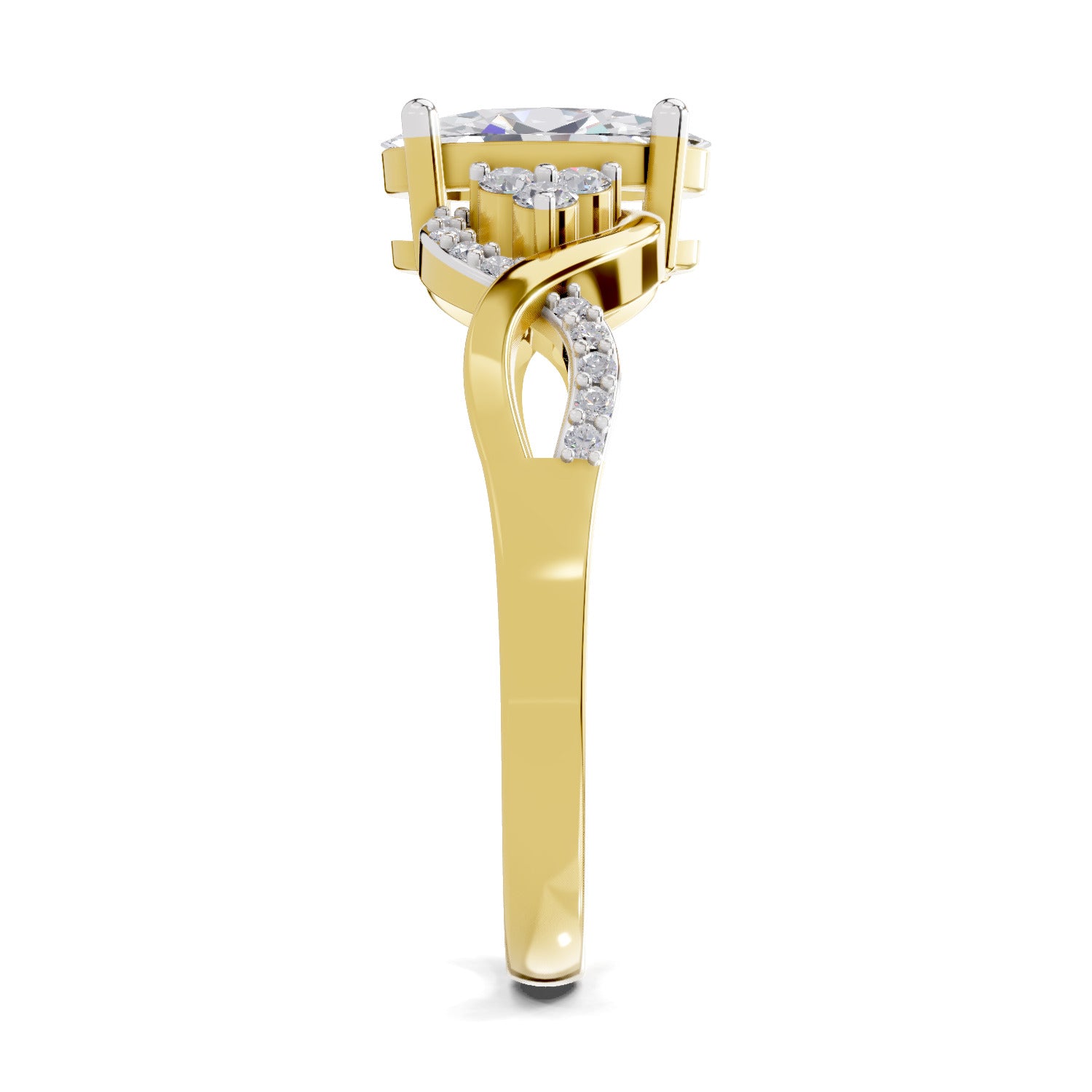 2.19 Carat Oval Shape Swirl Engagement Ring | 14K Yellow Gold