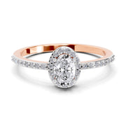 0.6 Carat Oval Shape Halo Engagement Ring | 14K Rose Gold