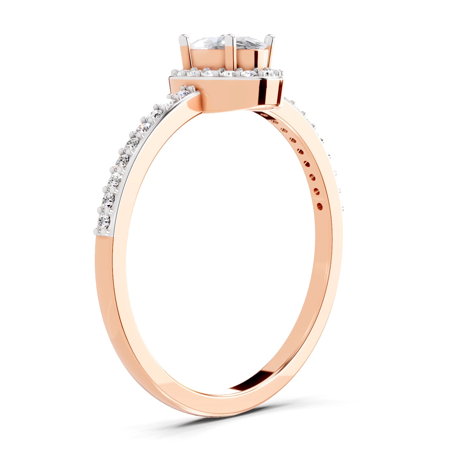 0.6 Carat Oval Shape Halo Engagement Ring | 14K Rose Gold