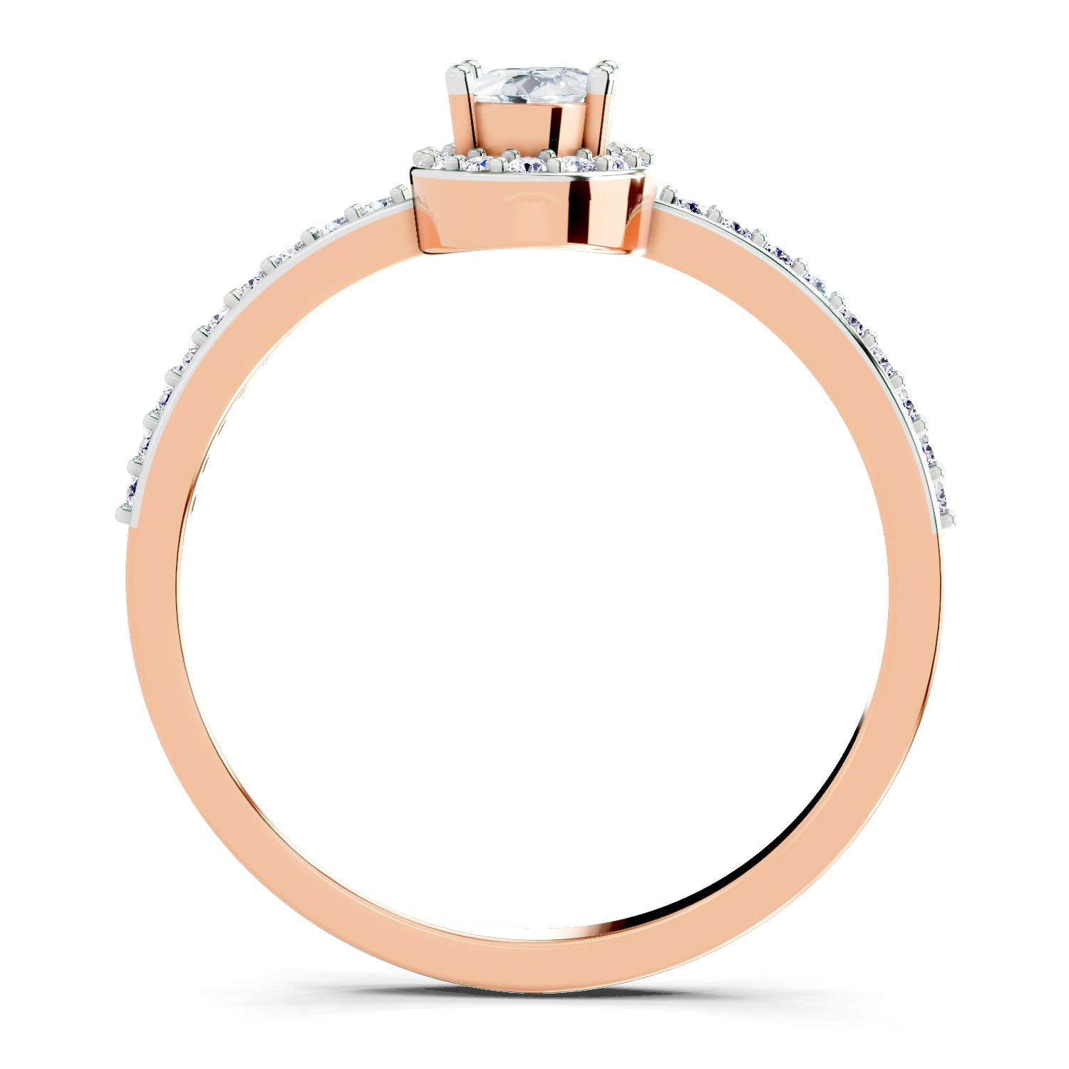 0.6 Carat Oval Shape Halo Engagement Ring | 14K Rose Gold
