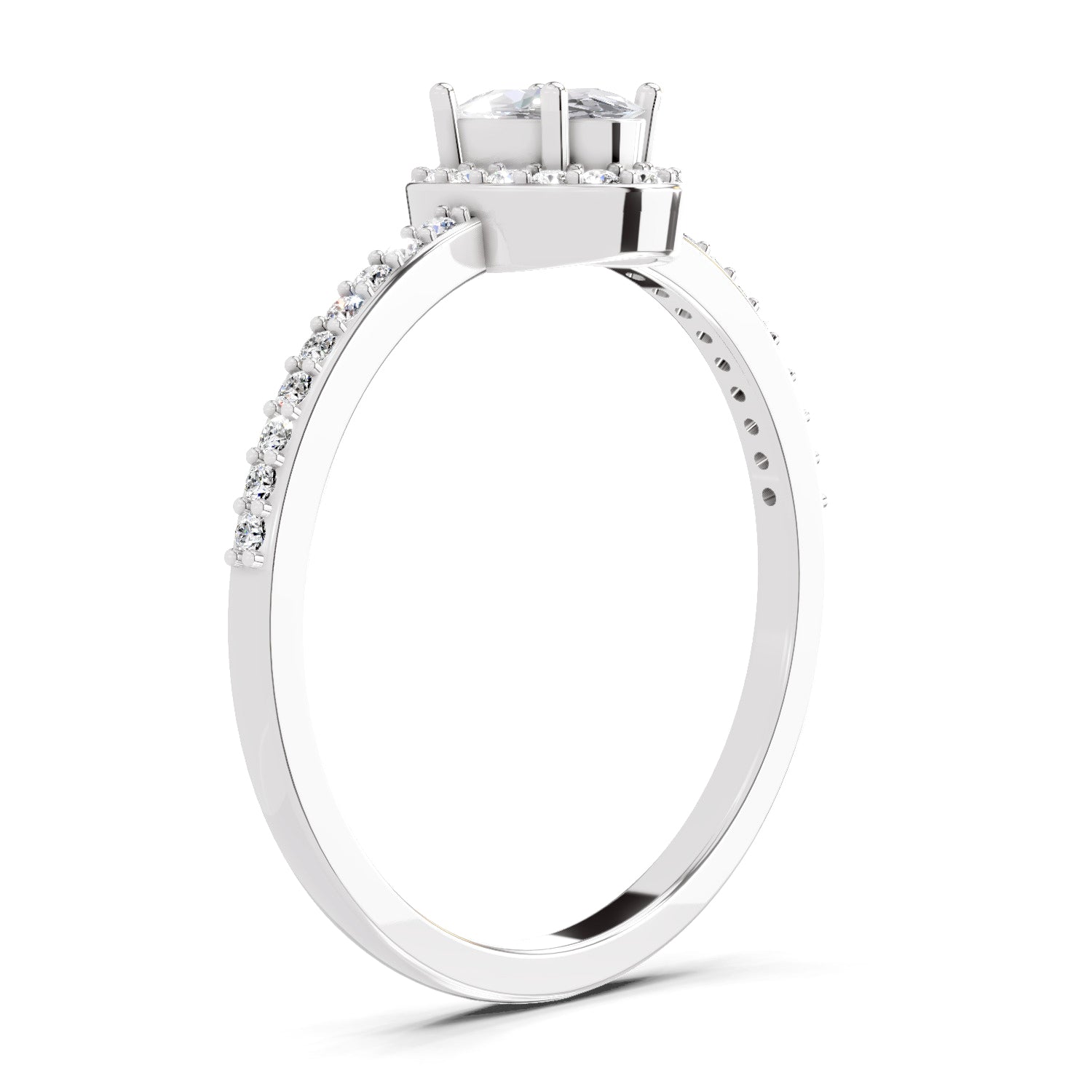 0.6 Carat Oval Shape Halo Engagement Ring | 14K White Gold