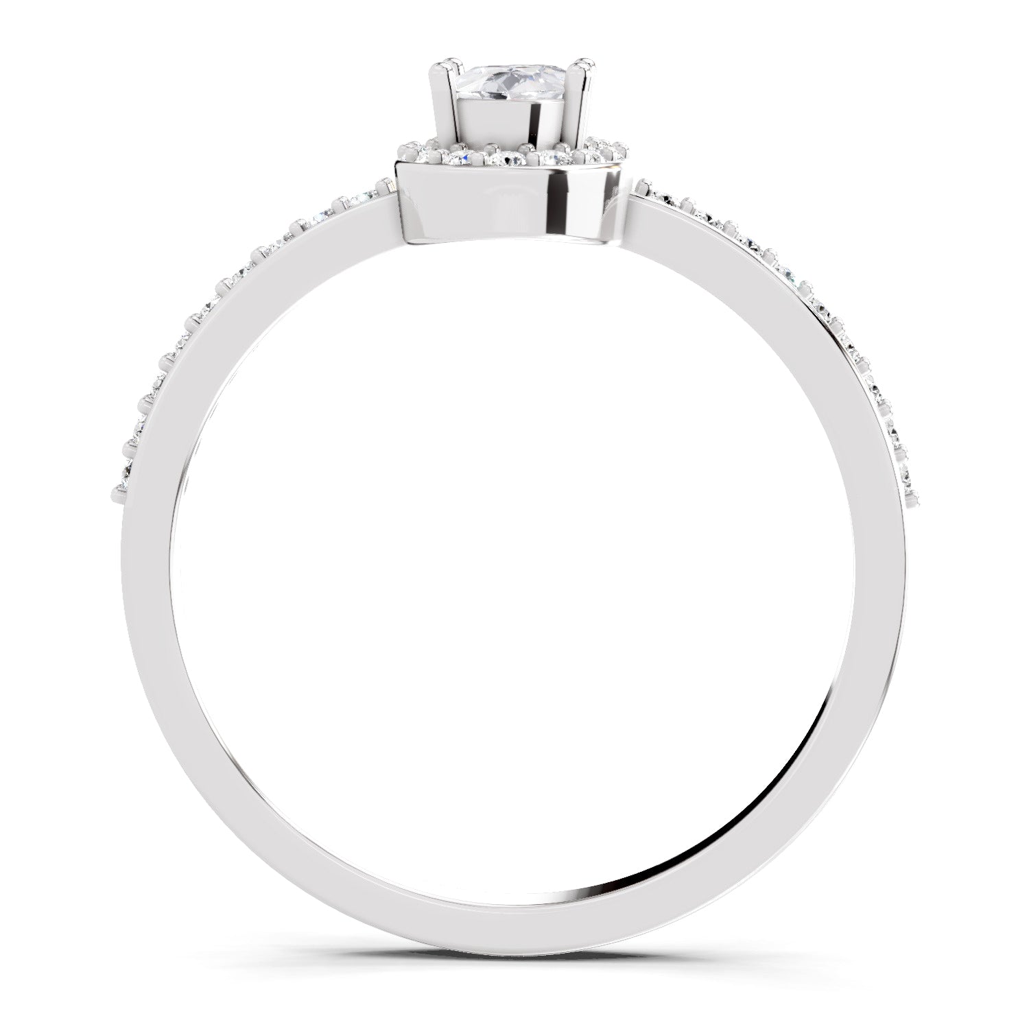 0.6 Carat Oval Shape Halo Engagement Ring | 14K White Gold
