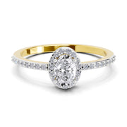 0.6 Carat Oval Shape Halo Engagement Ring | 14K Yellow Gold