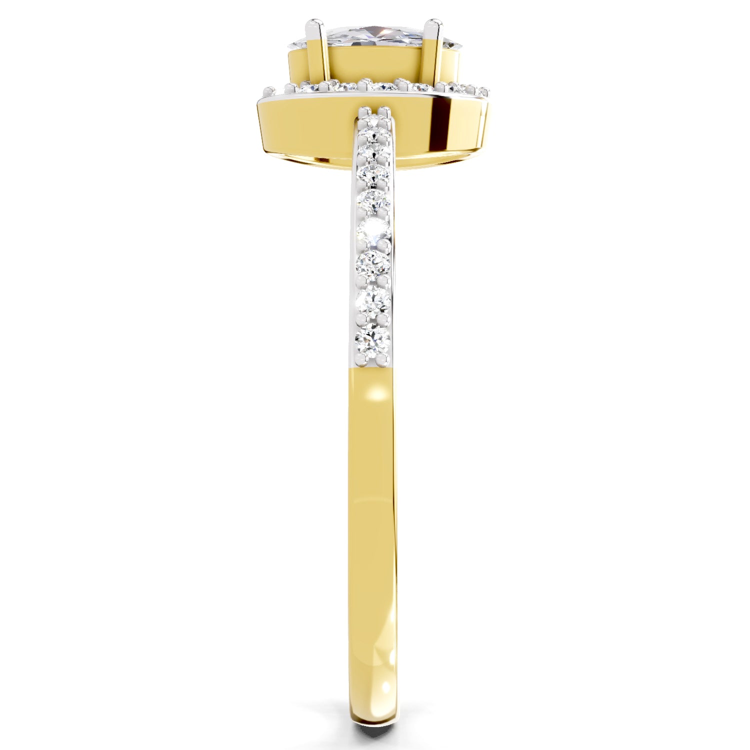 0.6 Carat Oval Shape Halo Engagement Ring | 14K Yellow Gold