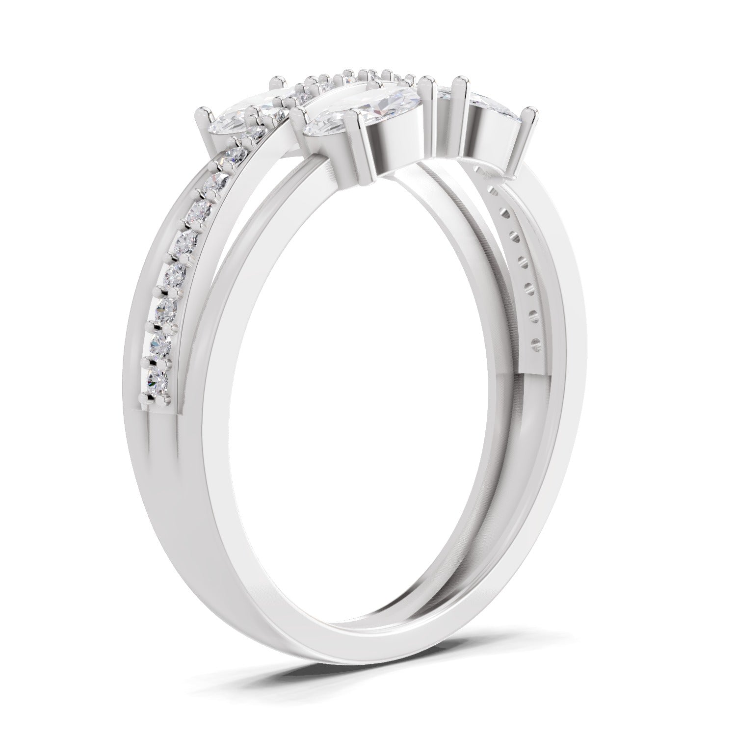 1.36 Carat Quadra Oval Engagement Ring | 14K White Gold