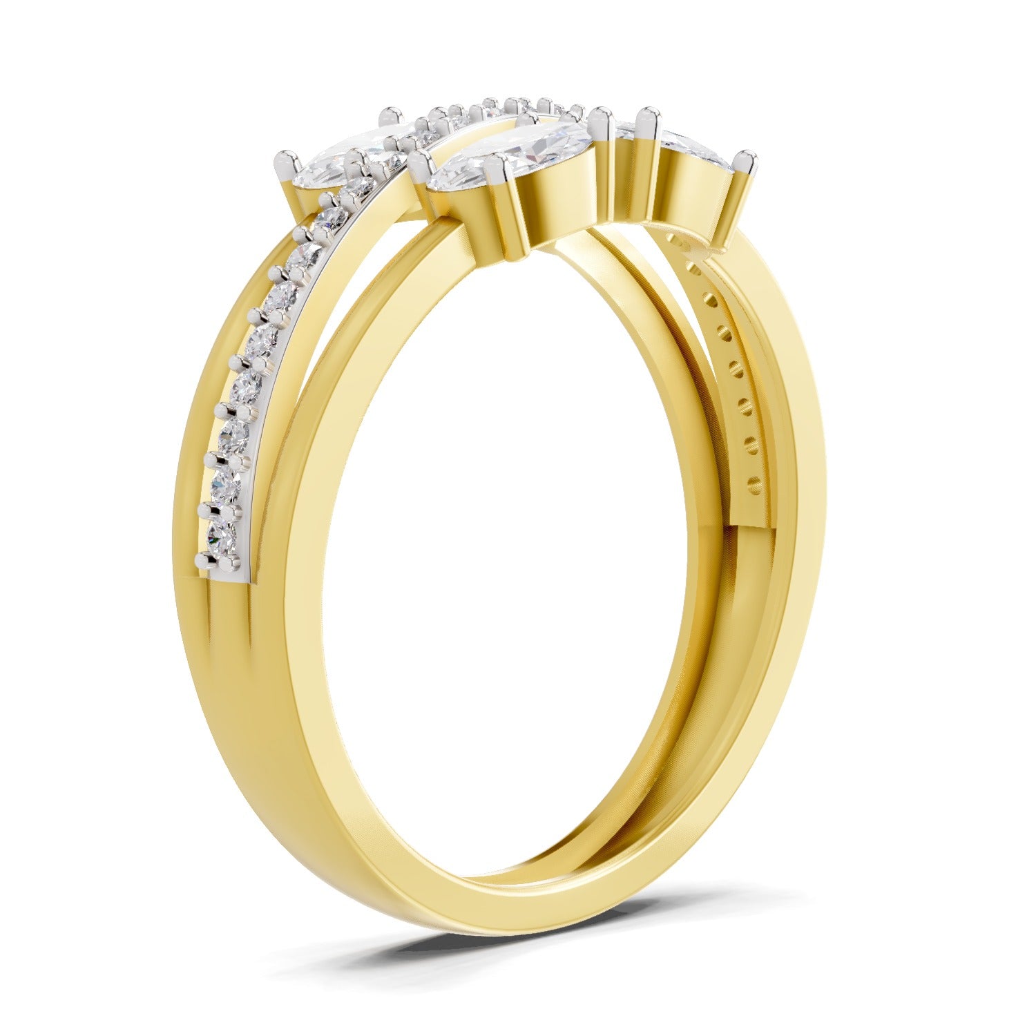 1.36 Carat Quadra Oval Engagement Ring | 14K Yellow Gold