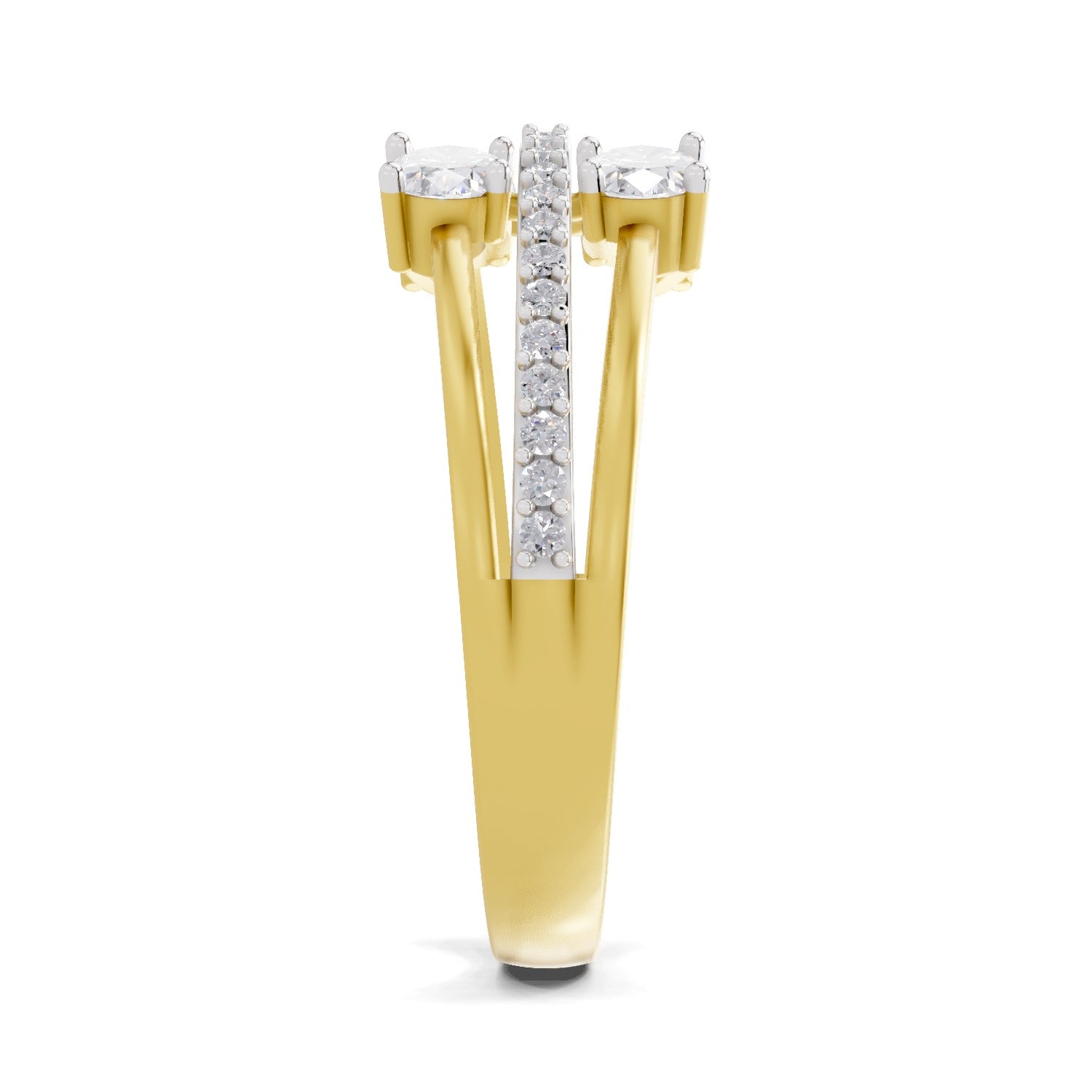 1.36 Carat Quadra Oval Engagement Ring | 14K Yellow Gold
