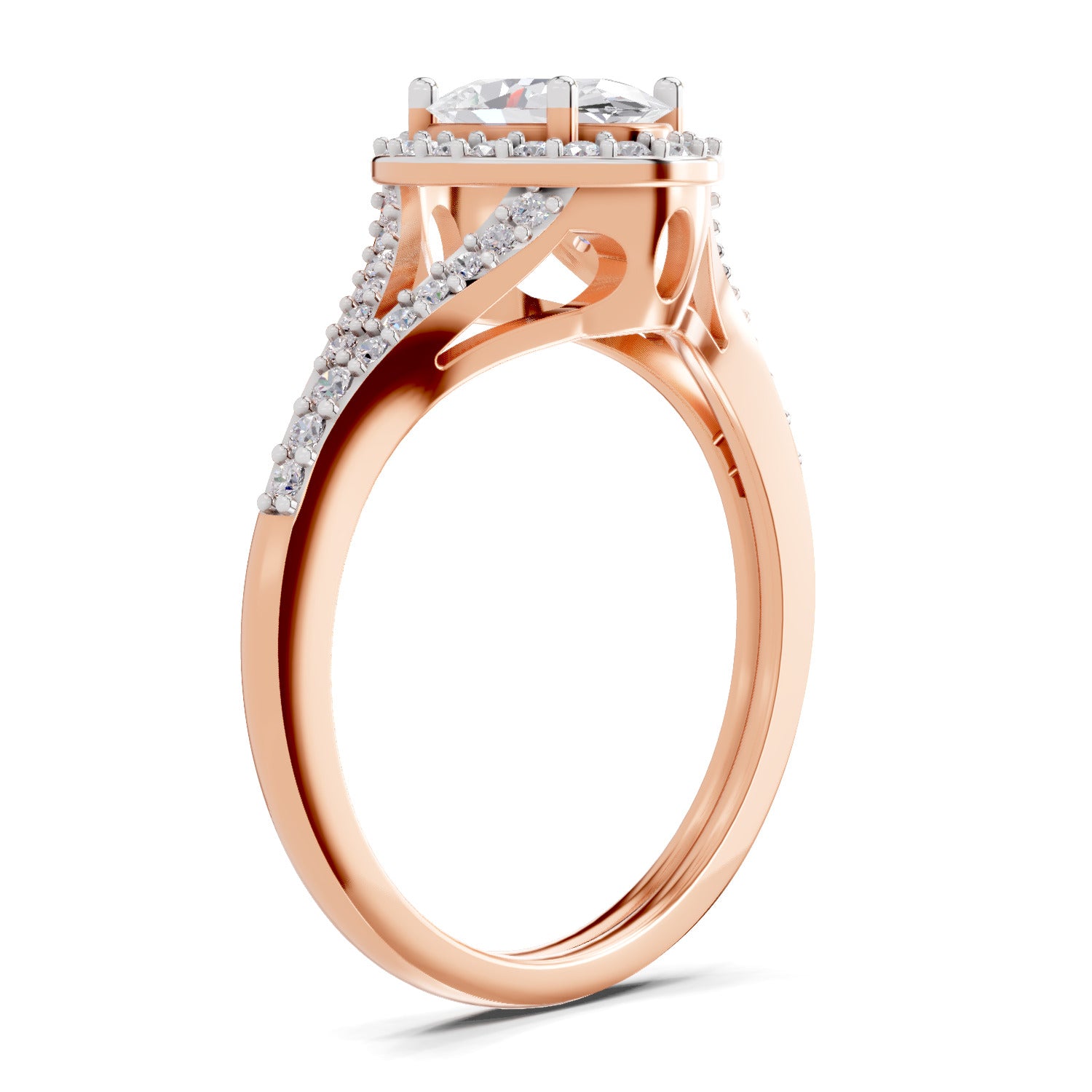 1.35 Carat Oval Shape Halo Engagement Ring | 14K Rose Gold