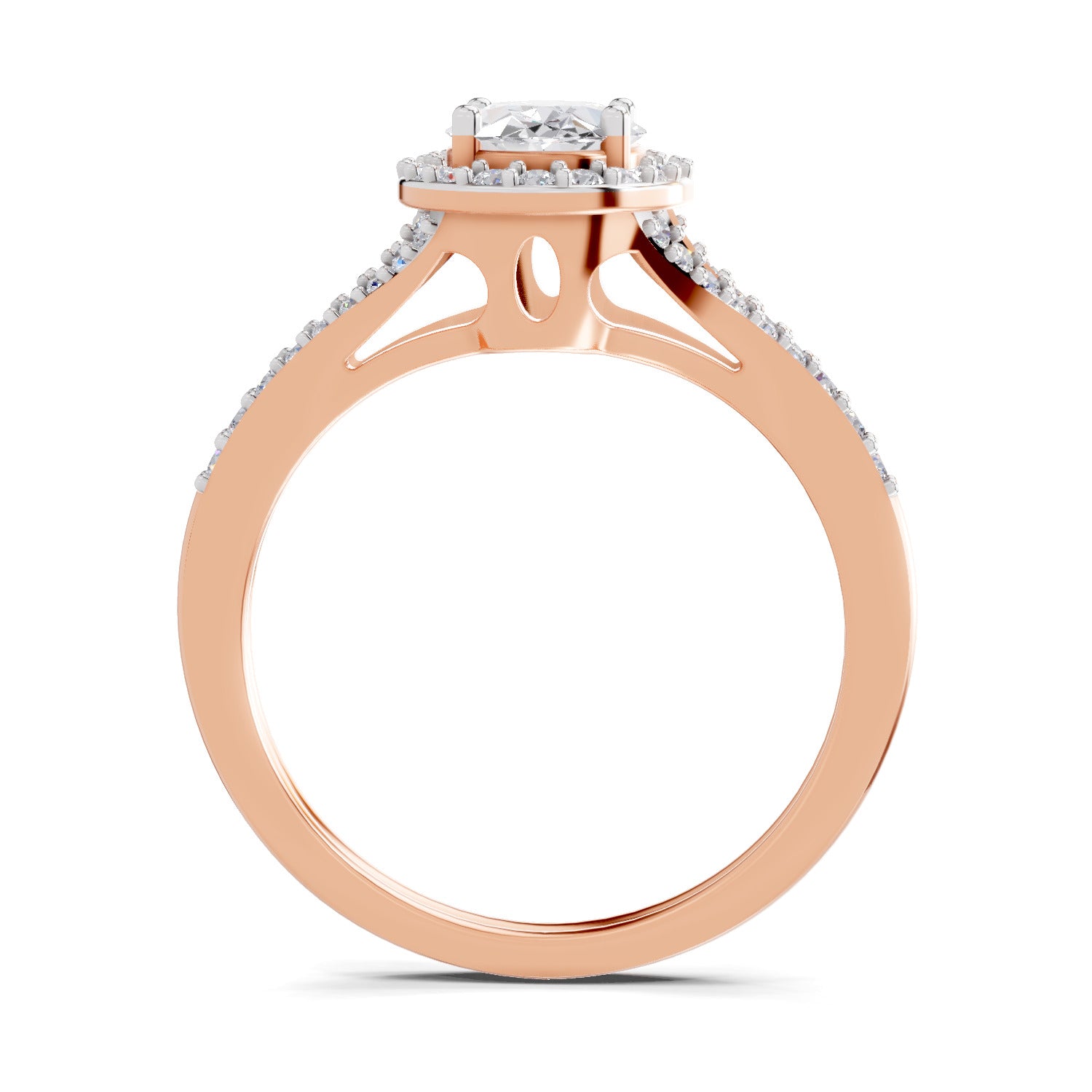 1.35 Carat Oval Shape Halo Engagement Ring | 14K Rose Gold