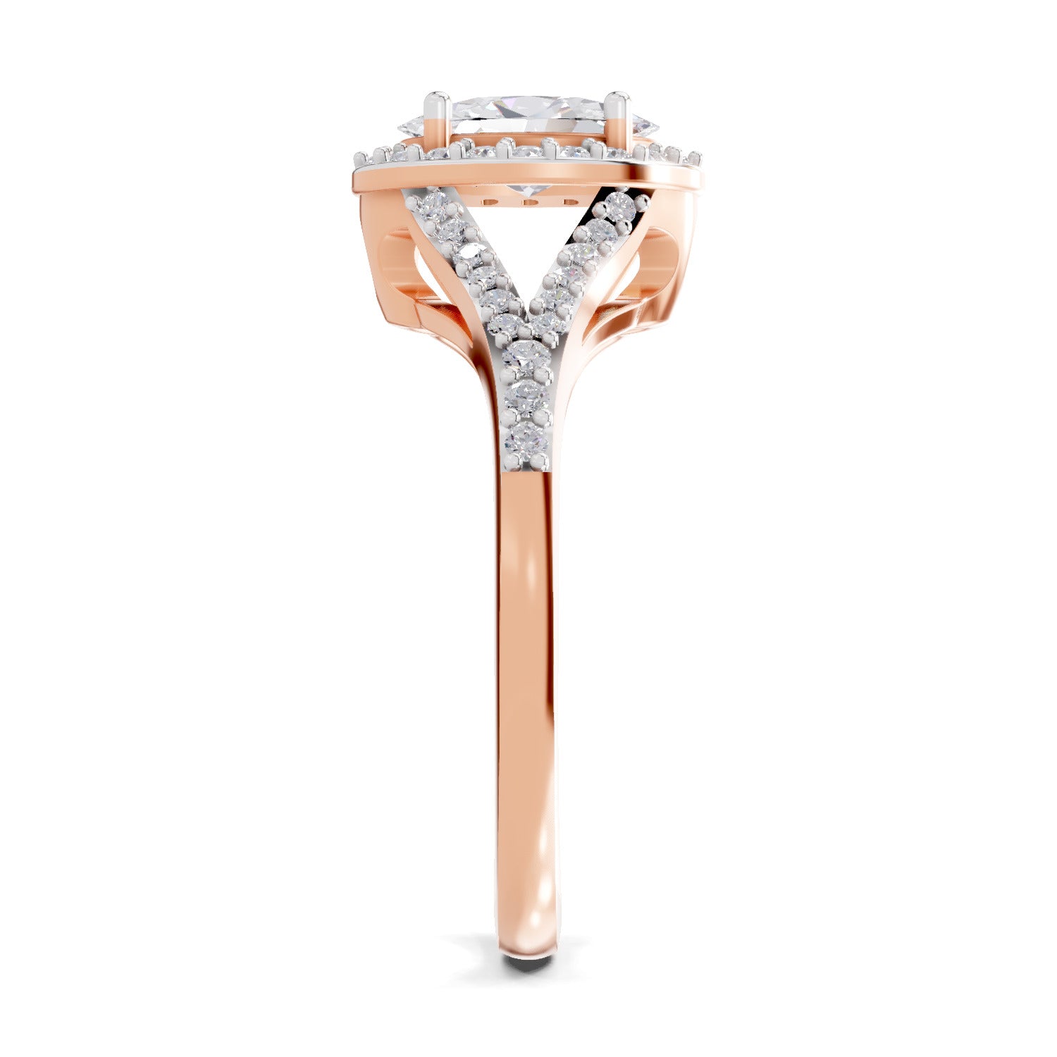 1.35 Carat Oval Shape Halo Engagement Ring | 14K Rose Gold