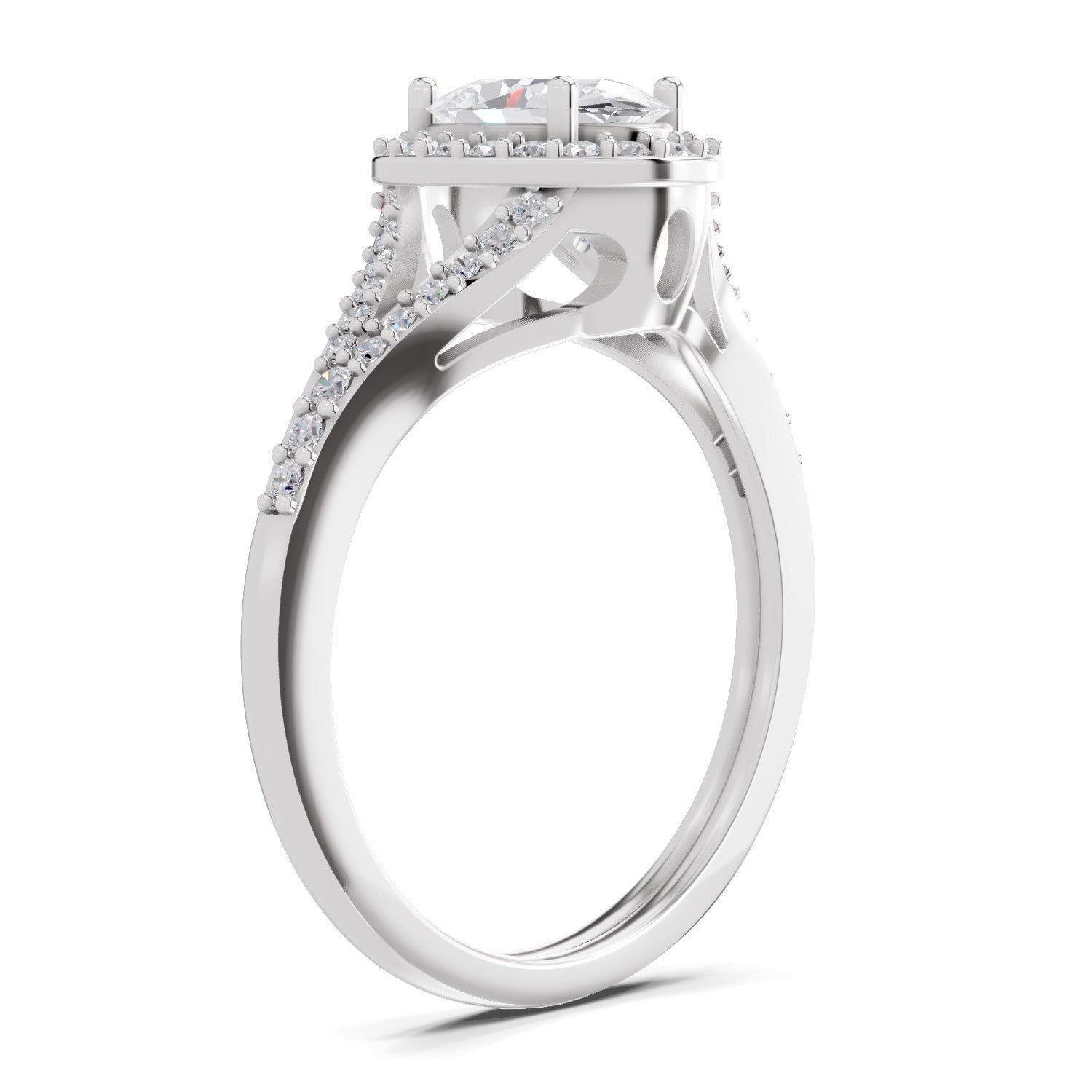 1.35 Carat Oval Shape Halo Engagement Ring | 14K White Gold