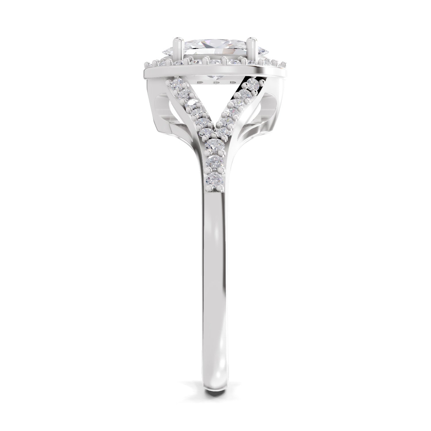 1.35 Carat Oval Shape Halo Engagement Ring | 14K White Gold
