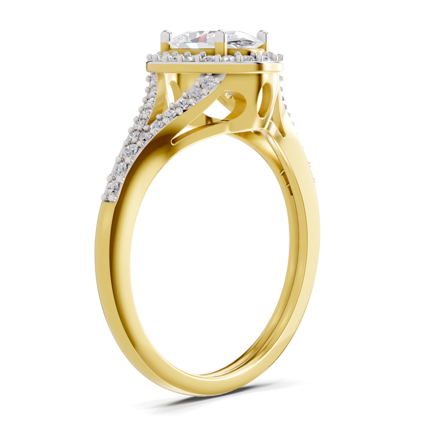 1.35 Carat Oval Shape Halo Engagement Ring | 14K Yellow Gold
