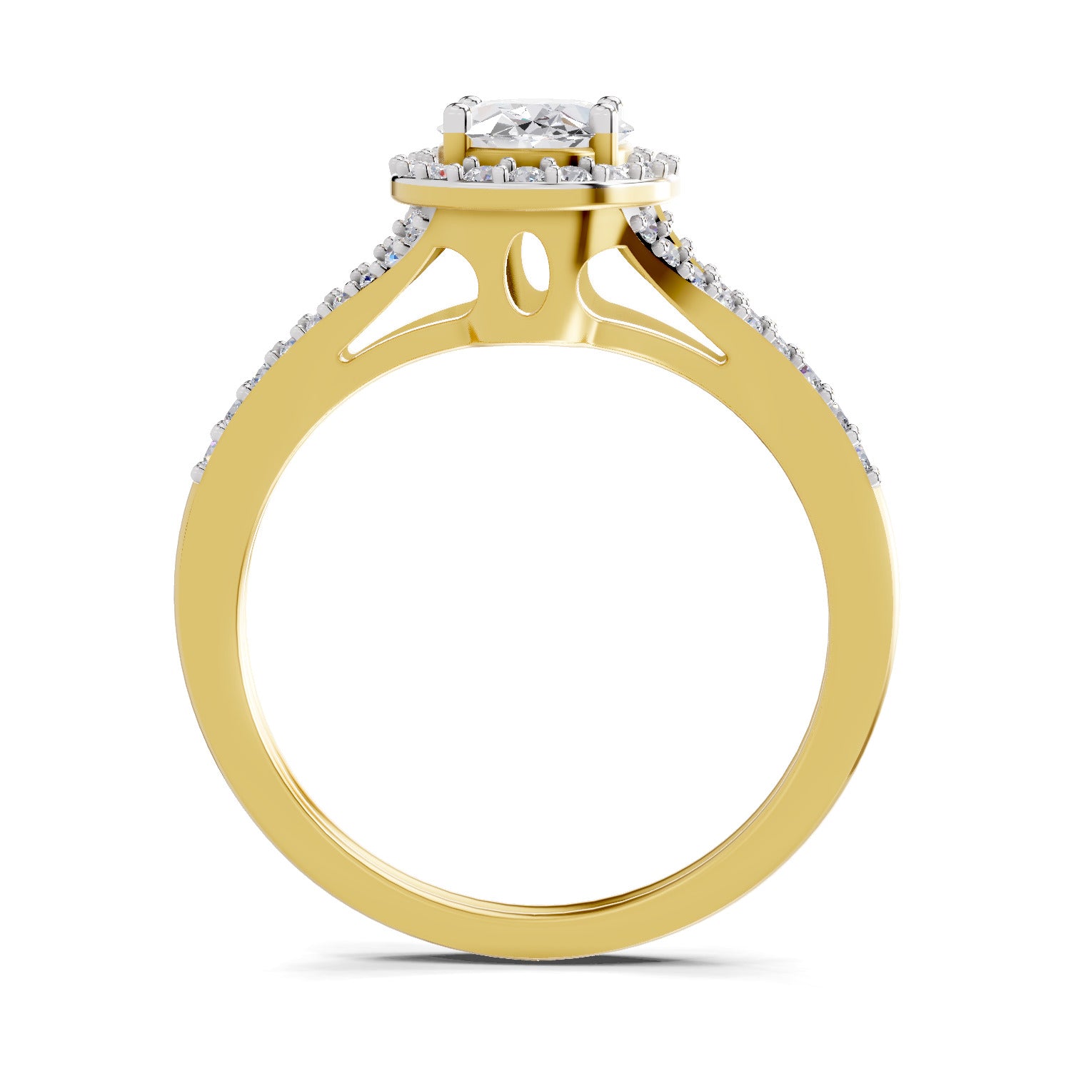 1.35 Carat Oval Shape Halo Engagement Ring | 14K Yellow Gold