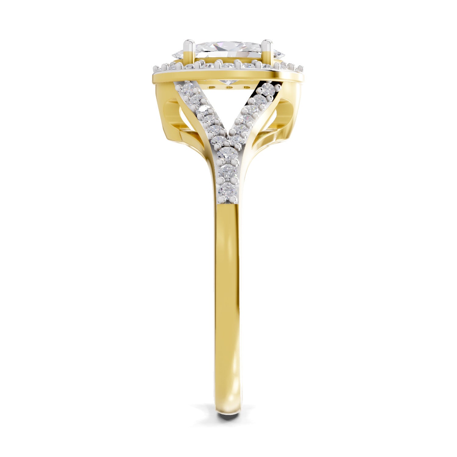 1.35 Carat Oval Shape Halo Engagement Ring | 14K Yellow Gold