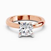 1 Carat Round Shape 4 Prong Solitaire Diamond Ring | 14K Rose Gold