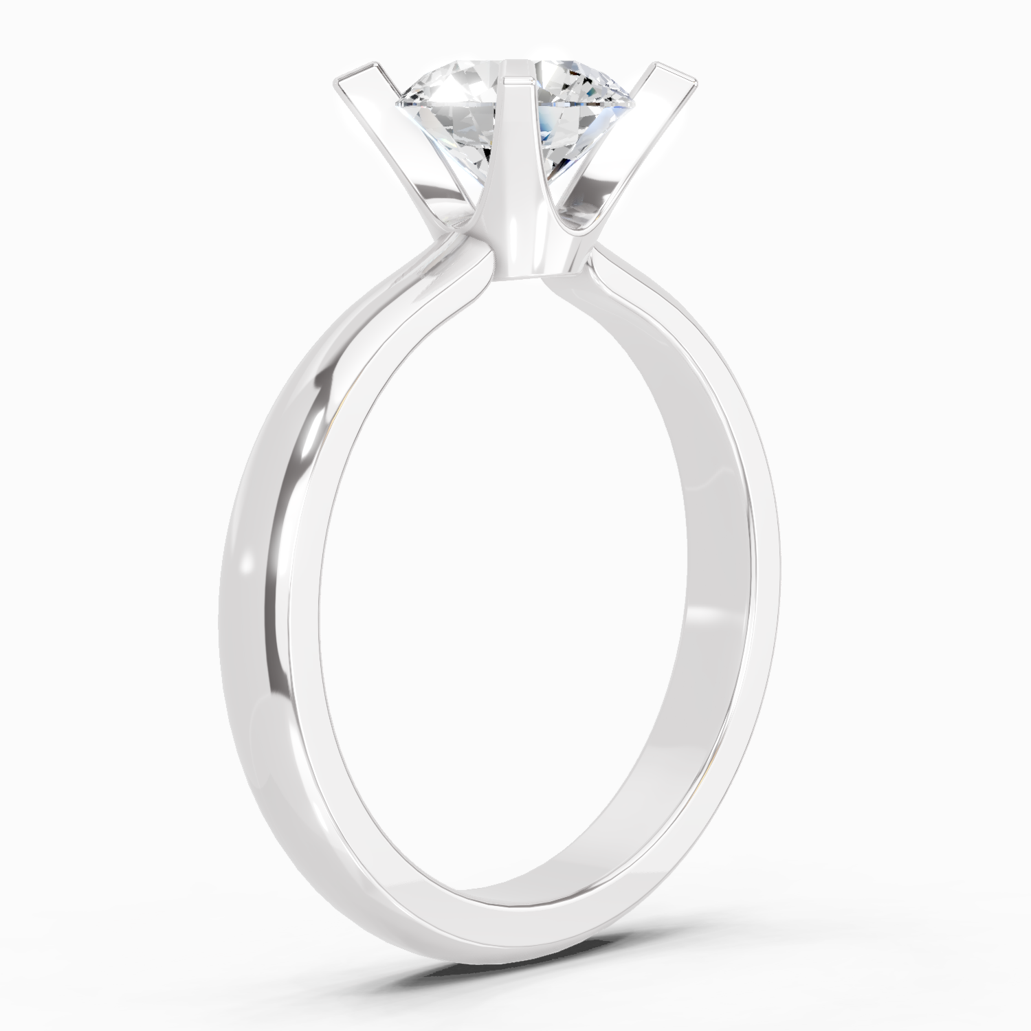 1 Carat Round Shape 4 Prong Solitaire Diamond Ring | 14K White Gold