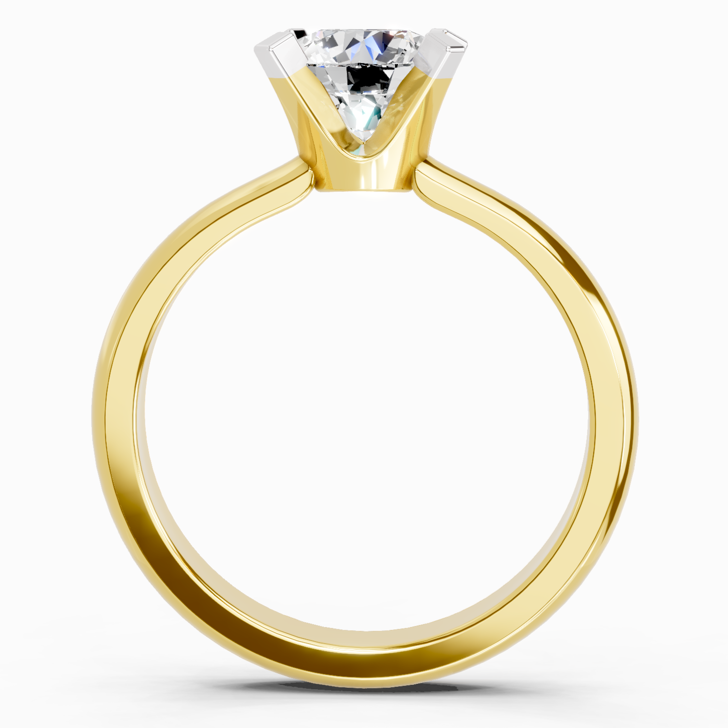 1 Carat Round Shape 4 Prong Solitaire Diamond Ring | 14K Yellow Gold