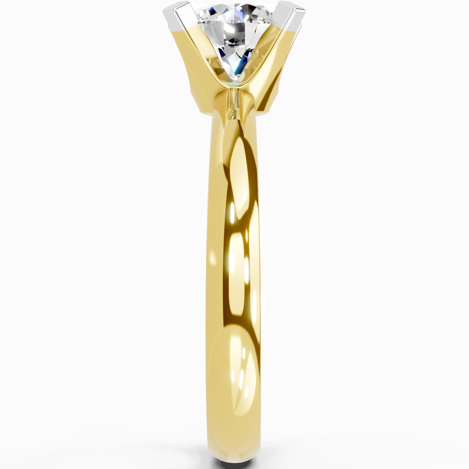 1 Carat Round Shape 4 Prong Solitaire Diamond Ring | 14K Yellow Gold