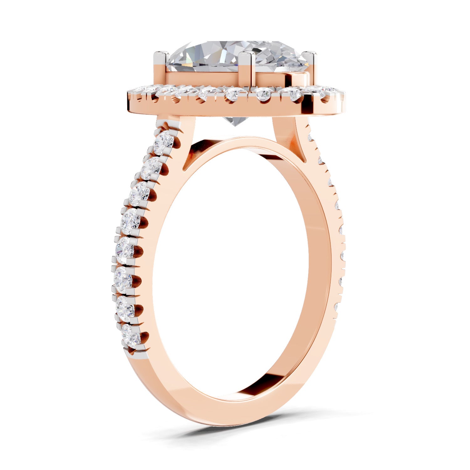 3.39 Carat Classic Oval Shape Halo Engagement Ring | 14K Rose Gold
