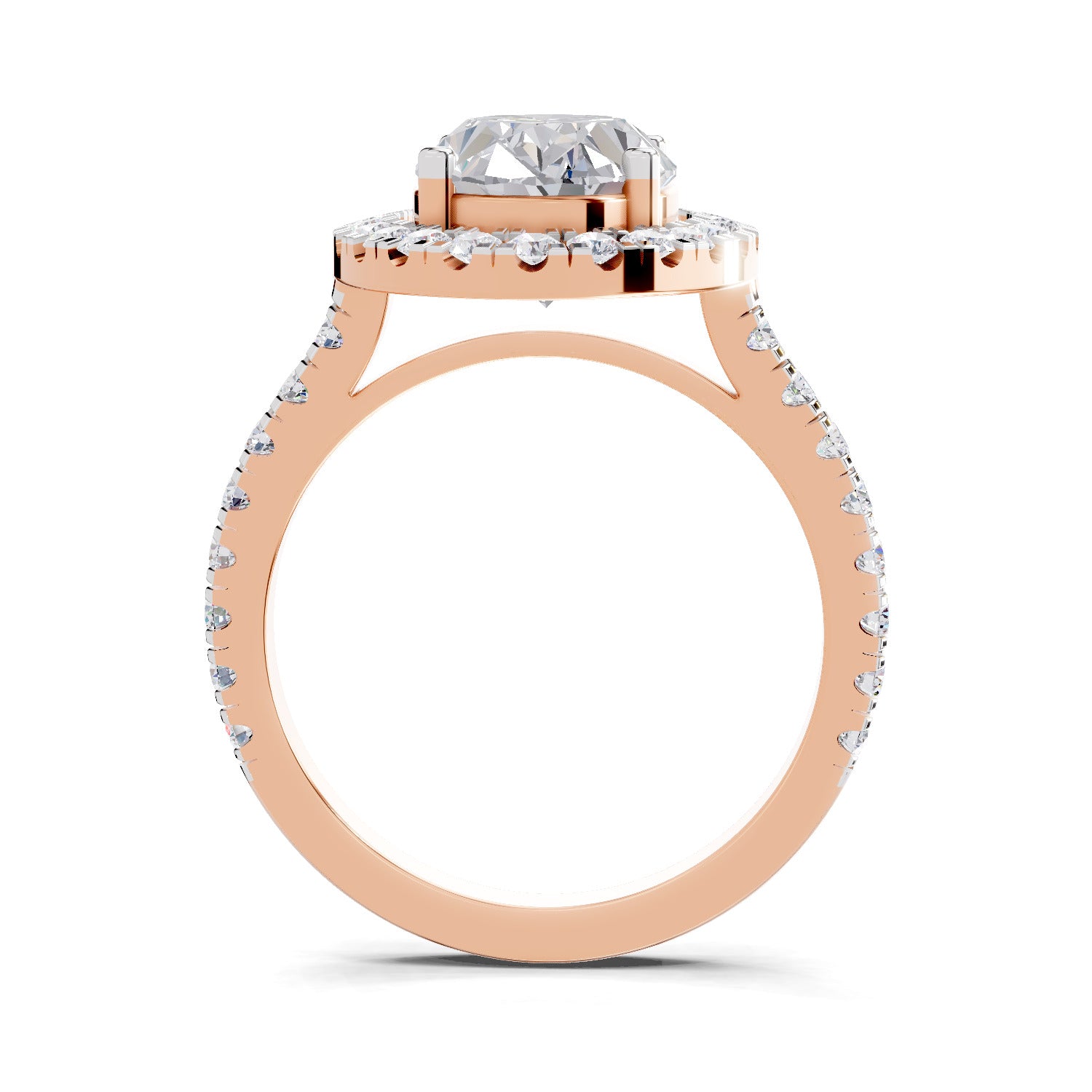 3.39 Carat Classic Oval Shape Halo Engagement Ring | 14K Rose Gold