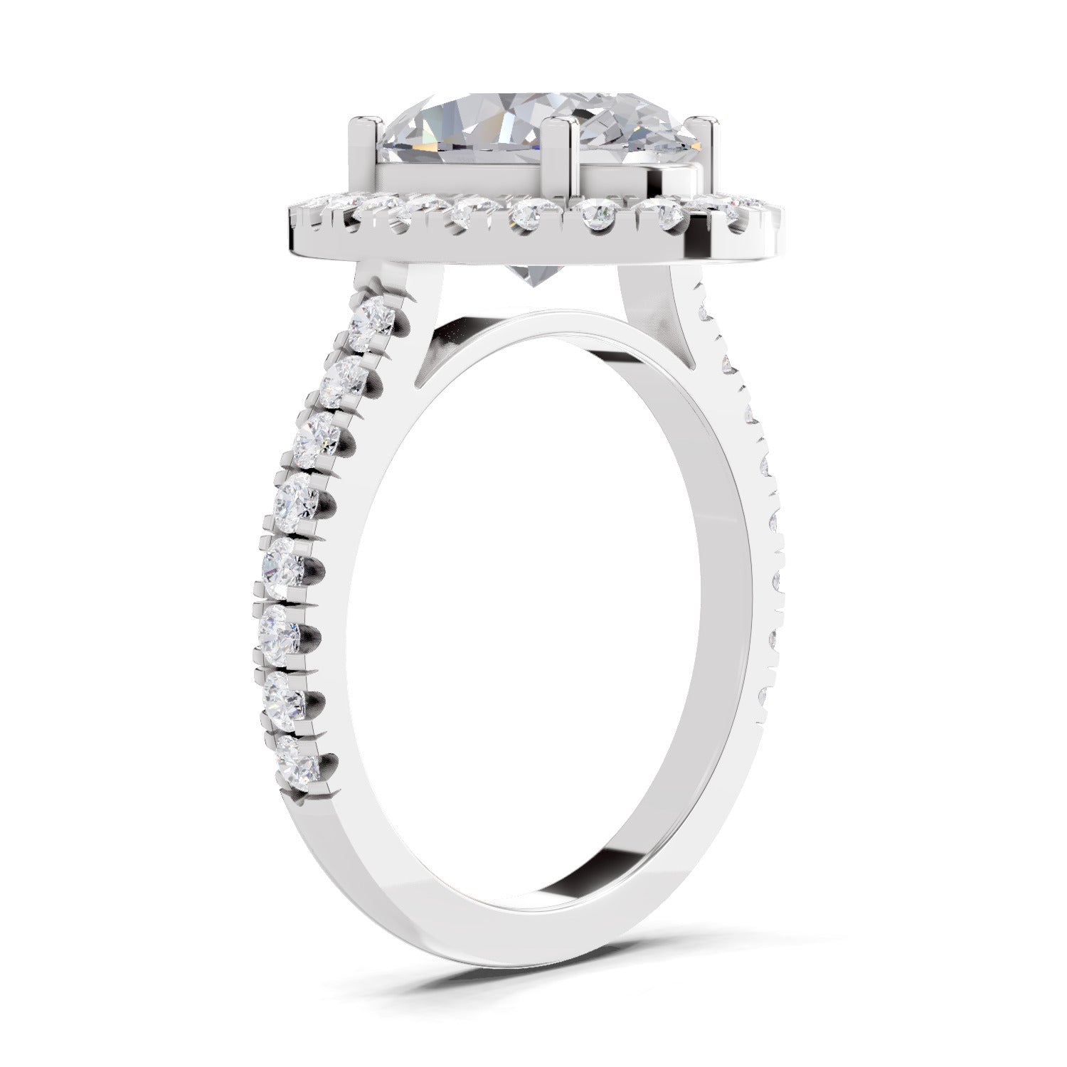 3.39 Carat Classic Oval Shape Halo Engagement Ring | 14K White Gold