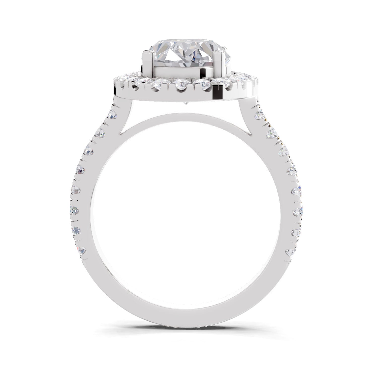 3.39 Carat Classic Oval Shape Halo Engagement Ring | 14K White Gold