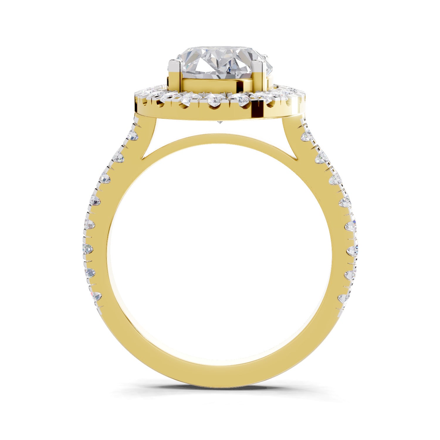 3.39 Carat Classic Oval Shape Halo Engagement Ring | 14K Yellow Gold