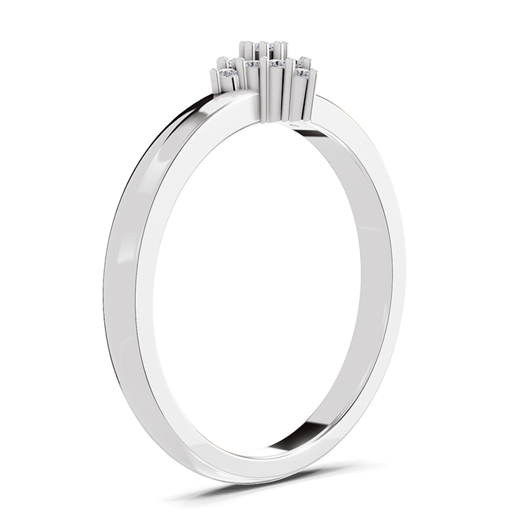 0.12 Carat Diamond Kite Cluster Promise Engagement Ring | 14K White Gold