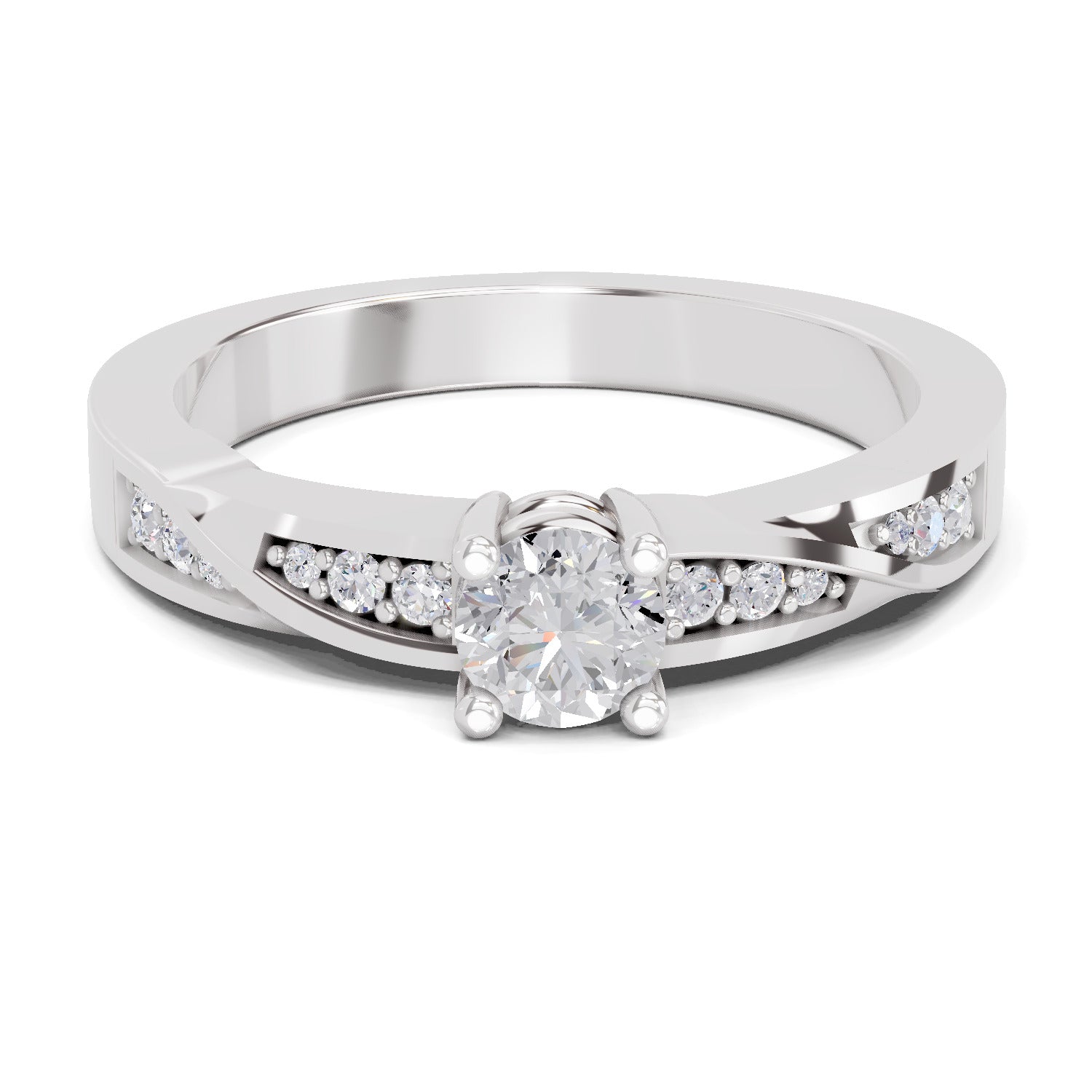 0.44 Carat Round Shape Grace Solitaire Engagement Ring | 14K White Gold