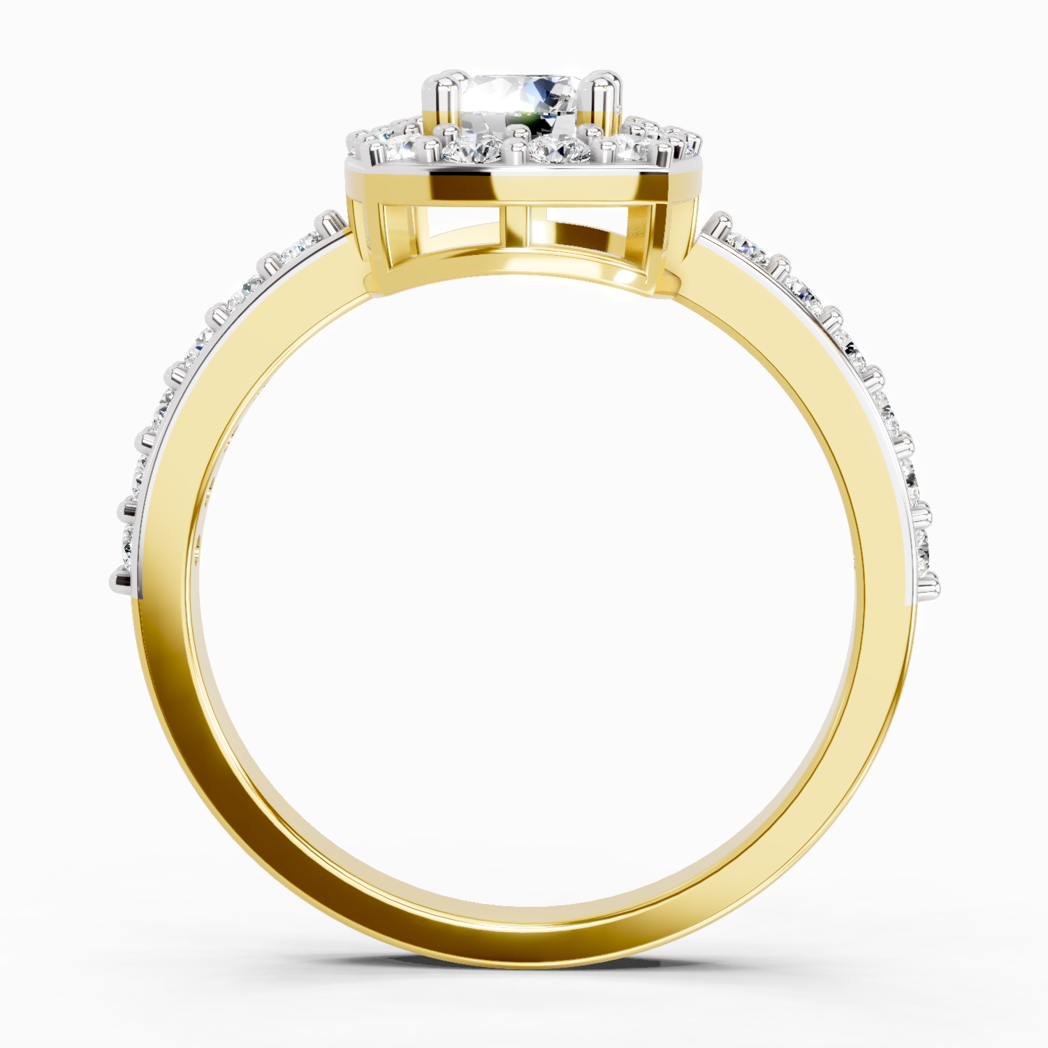 1 Ct Round Halo | 14K Yellow Gold